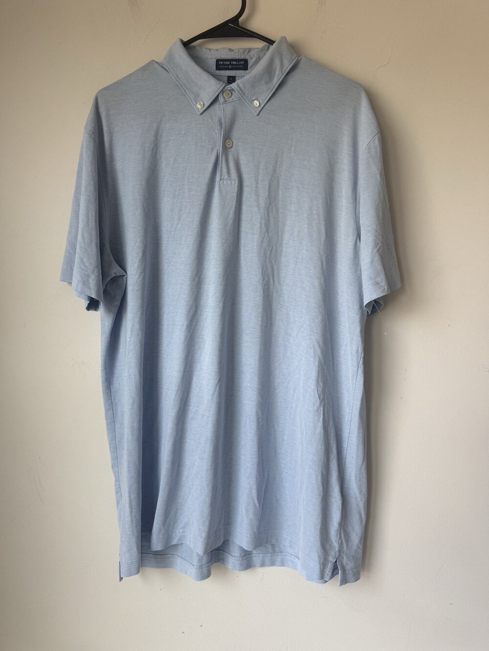 Peter Millar Crown Crafted Polo Shirt Men's Large Light Blue Performance Summer